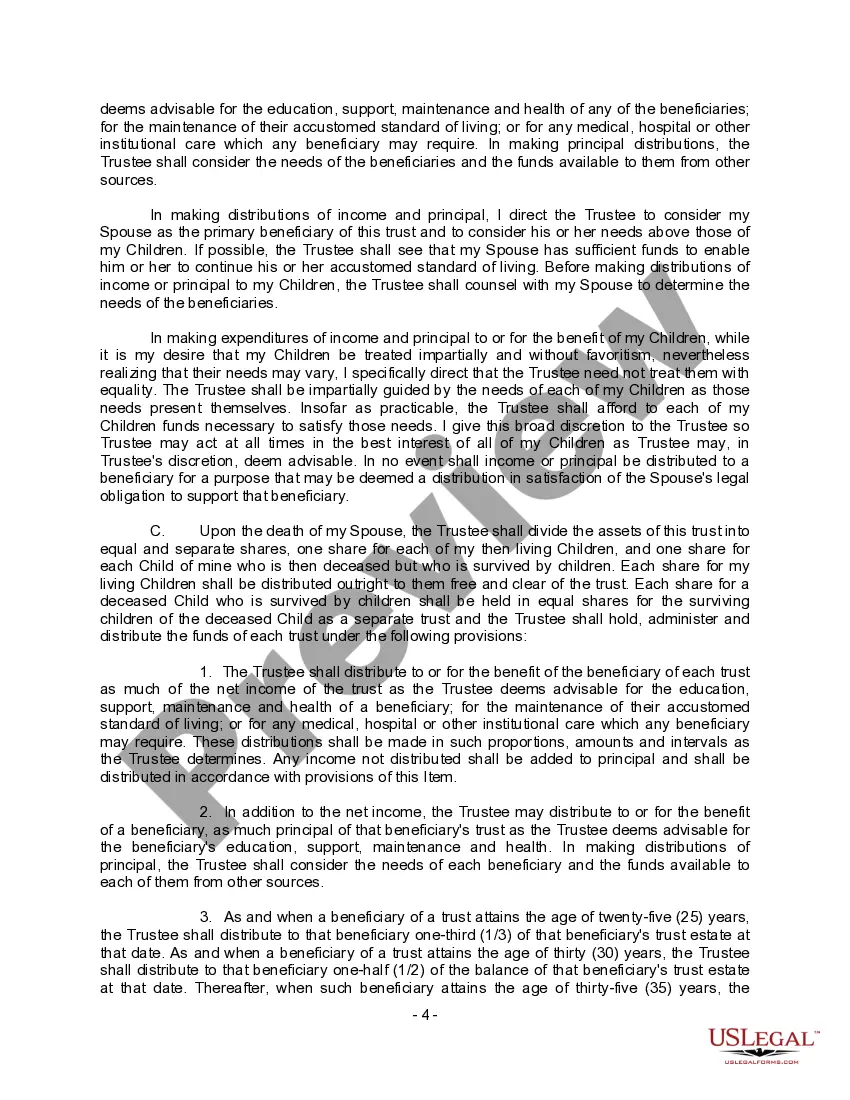 Preview Complex Will with Credit Shelter Marital Trust for Large Estates