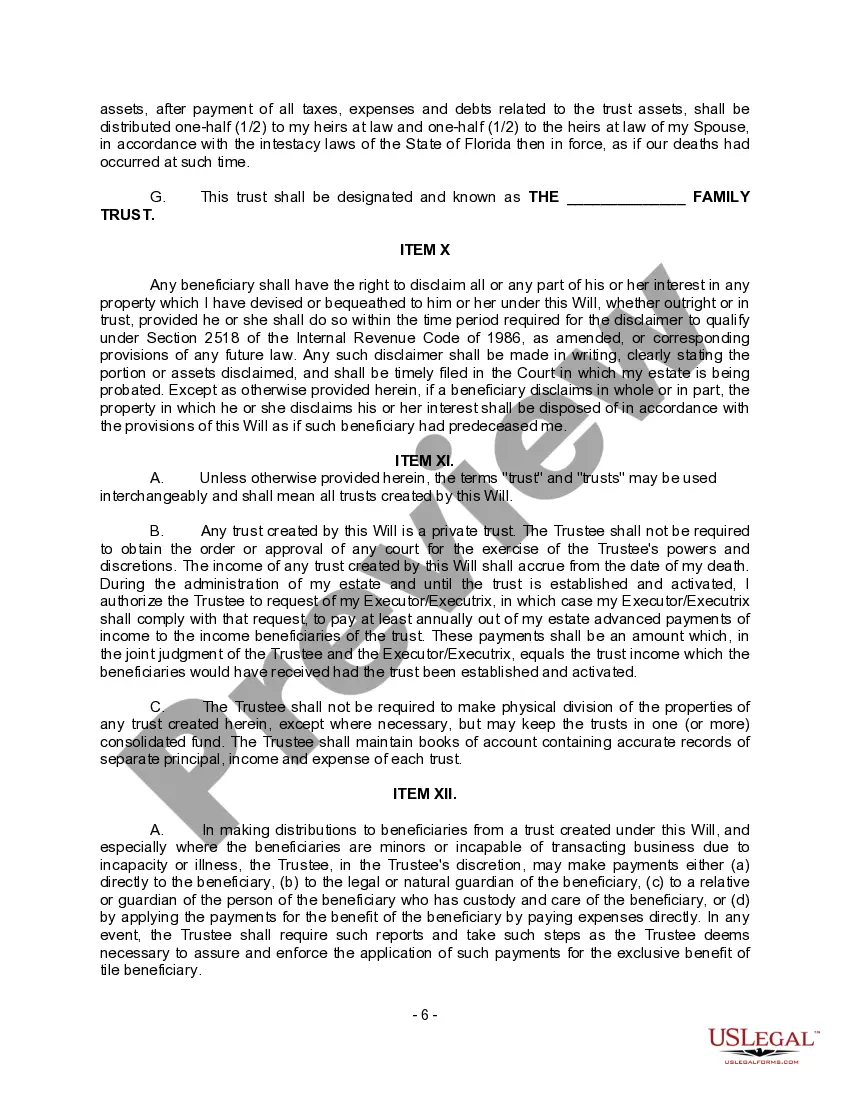 Preview Complex Will with Credit Shelter Marital Trust for Large Estates