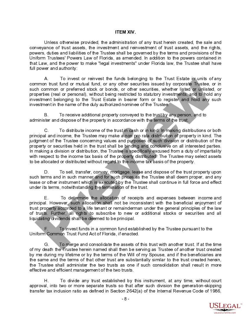 Preview Complex Will with Credit Shelter Marital Trust for Large Estates