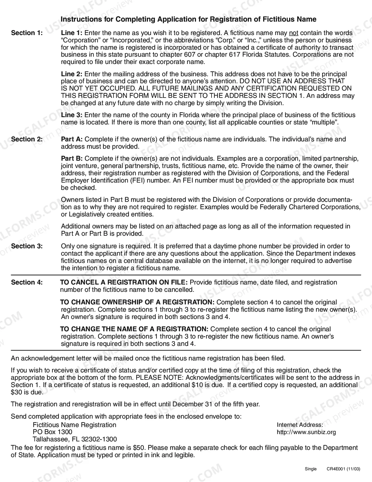 Preview Application for Renewal of a Fictitious Name Registration