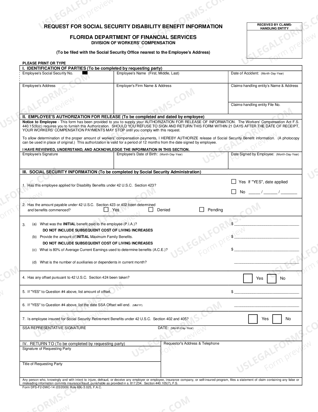 Hillsborough Florida Request for Social Security Disability Benefit