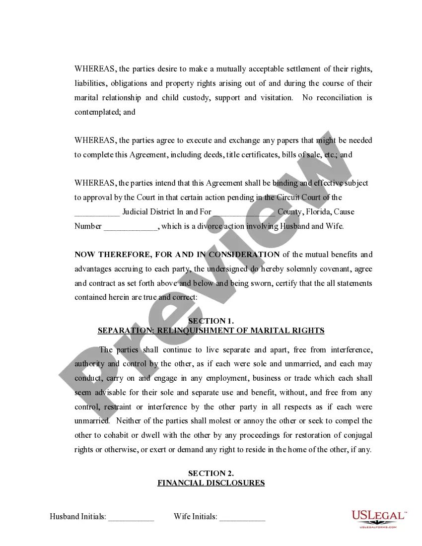 Preview Marital Legal Separation and Property Settlement Agreement Minor Children Parties May have Joint Property or Debts where Divorce Action Filed