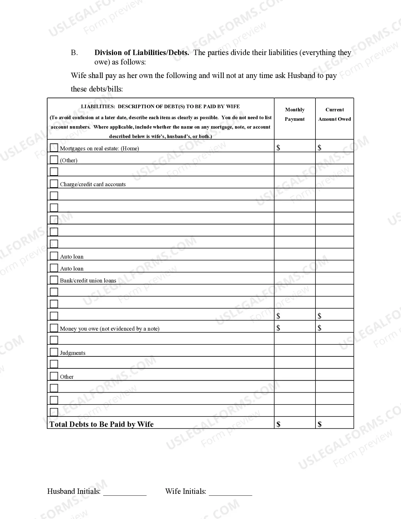 Preview Marital Legal Separation and Property Settlement Agreement no Children parties may have Joint Property or Debts Effective Immediately