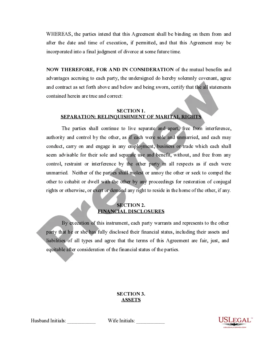 Preview Marital Legal Separation and Property Settlement Agreement Adult Children Parties May have Joint Property or Debts effective Immediately