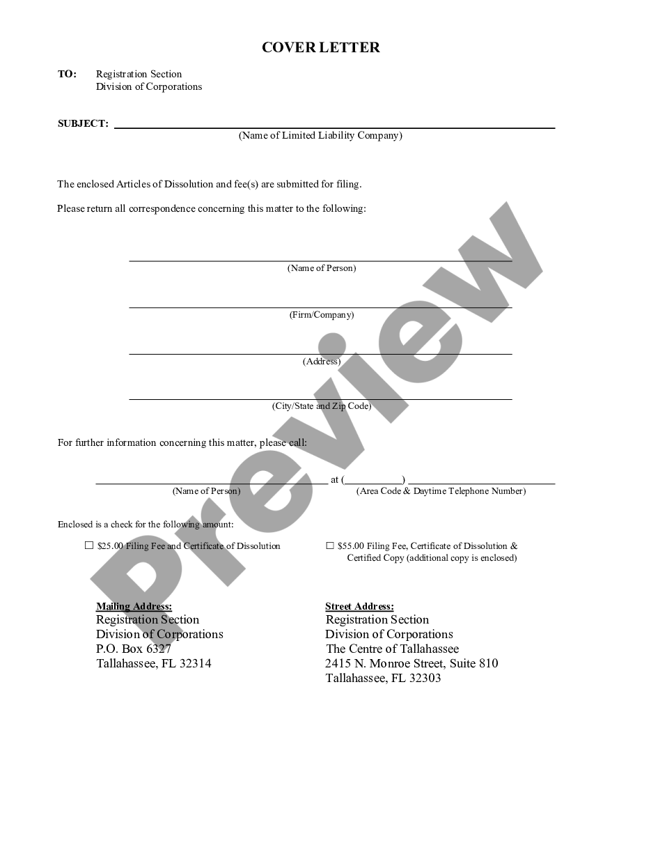 Articles Of Dissolution Florida Template