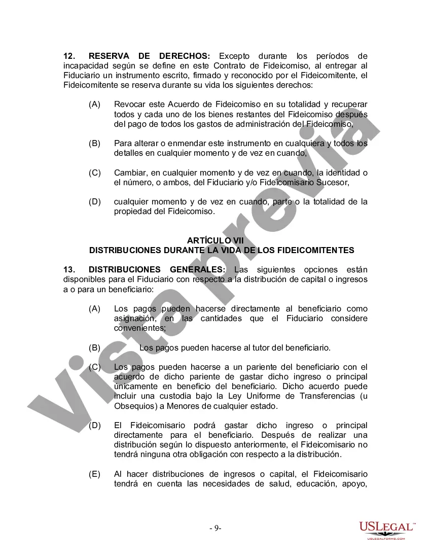 Preview Fideicomiso en vida para esposo y esposa sin hijos