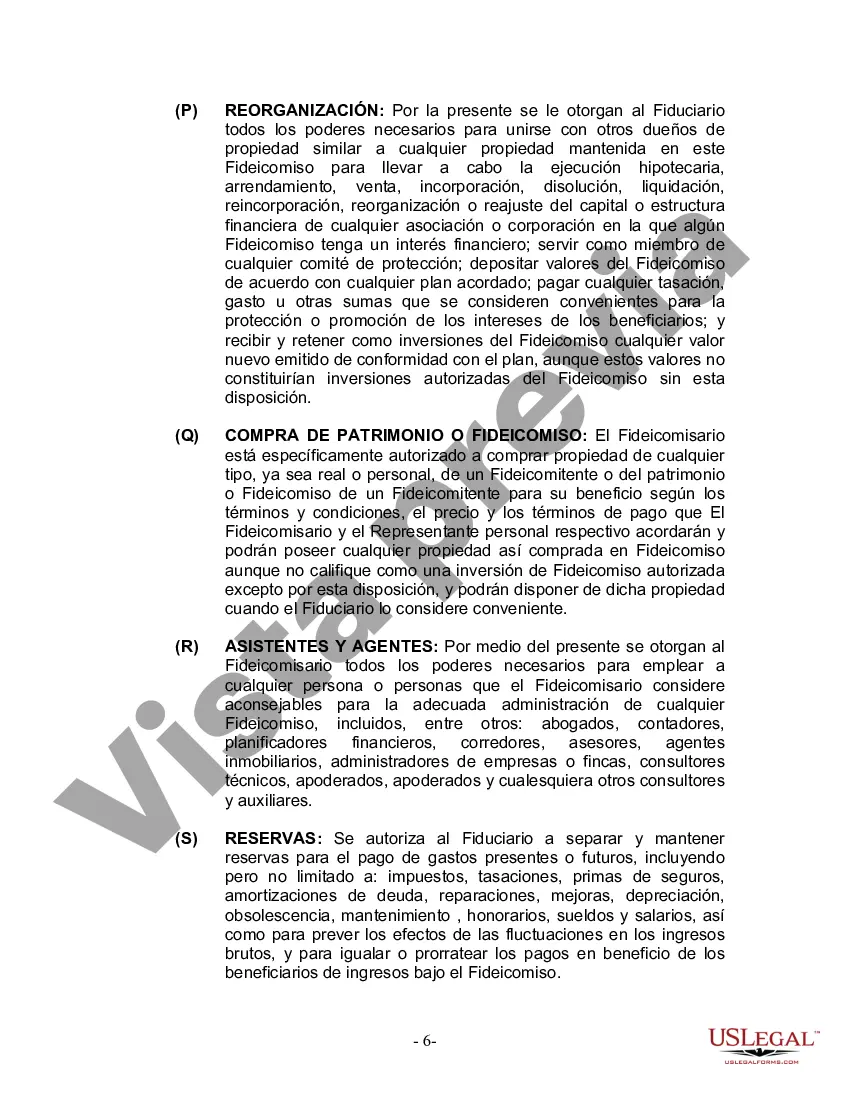 Preview Fideicomiso en Vida para Individuos Solteros, Divorciados o Viudos o Viudos sin Hijos
