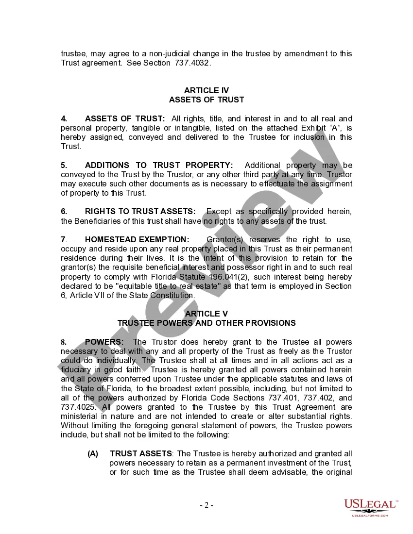 Preview Living Trust for Individual Who is Single, Divorced or Widow or Widower with No Children