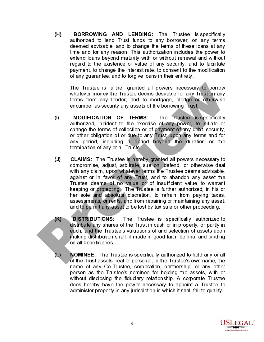 Preview Living Trust for Individual Who is Single, Divorced or Widow or Widower with No Children