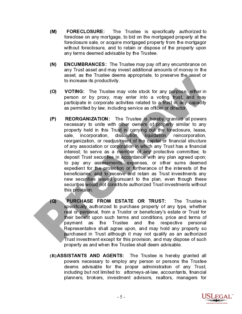 Preview Living Trust for Individual Who is Single, Divorced or Widow or Widower with No Children