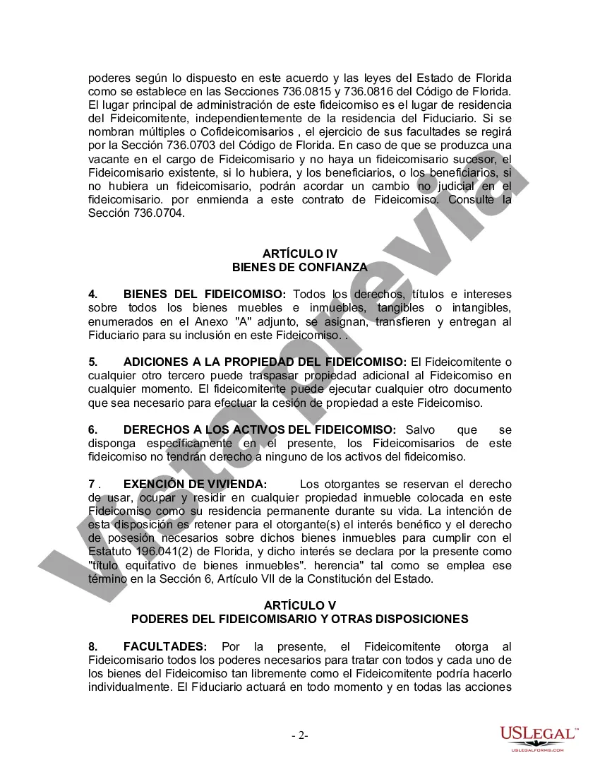 Preview Fideicomiso en vida para persona soltera, divorciada o viuda o viuda con hijos