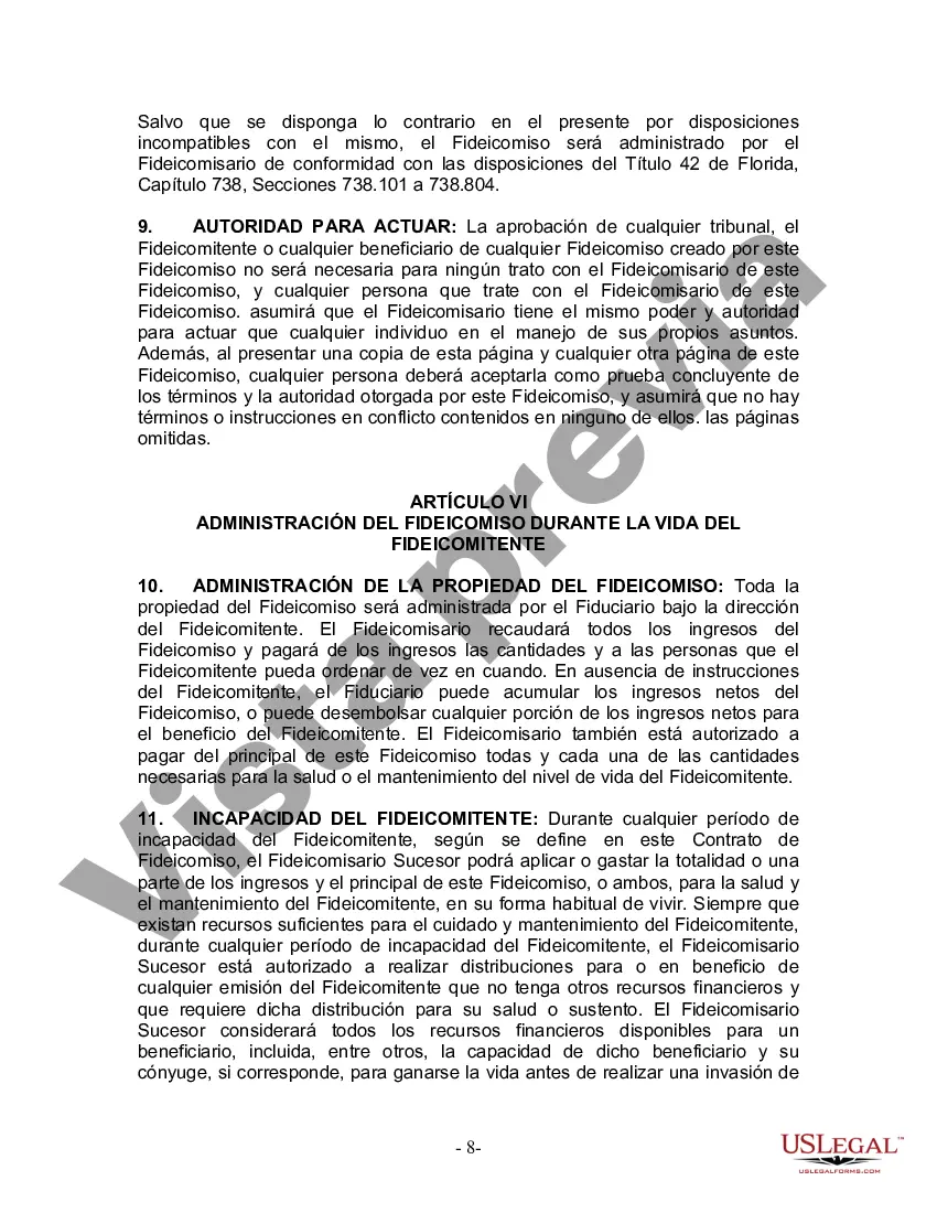 Preview Fideicomiso en vida para persona soltera, divorciada o viuda o viuda con hijos