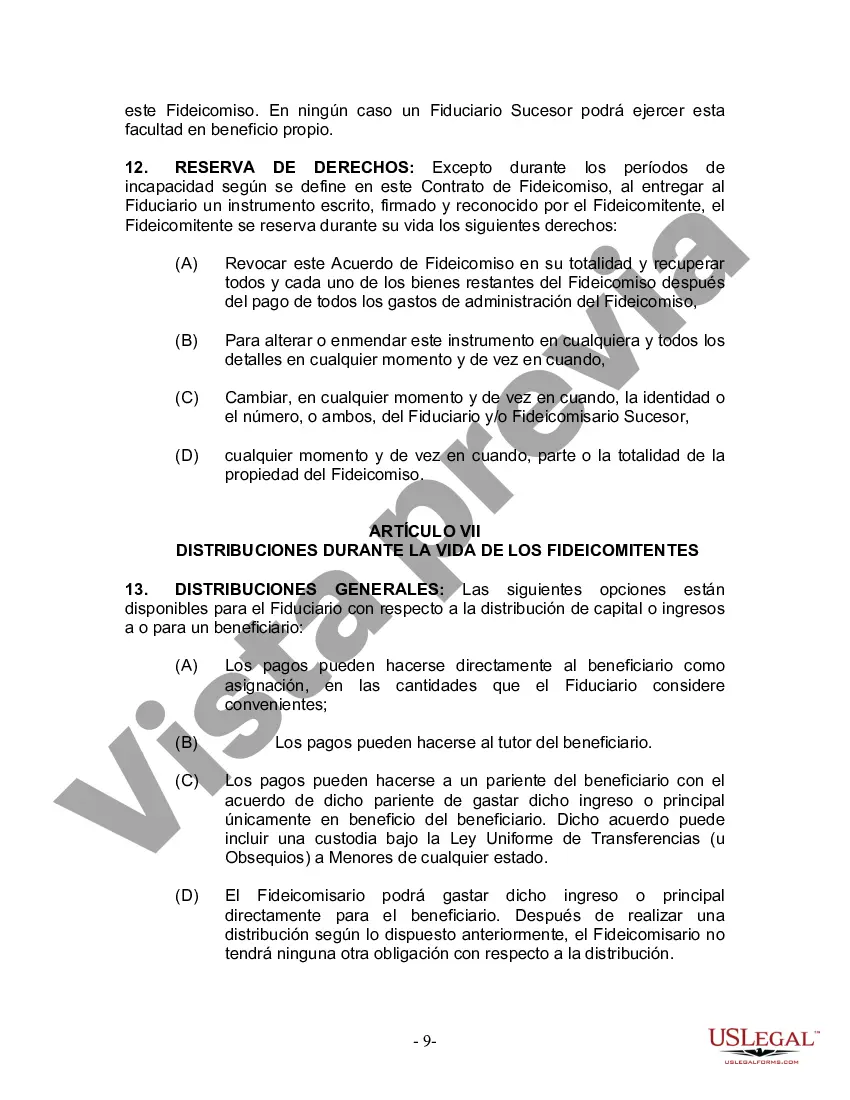Preview Fideicomiso en vida para persona soltera, divorciada o viuda o viuda con hijos