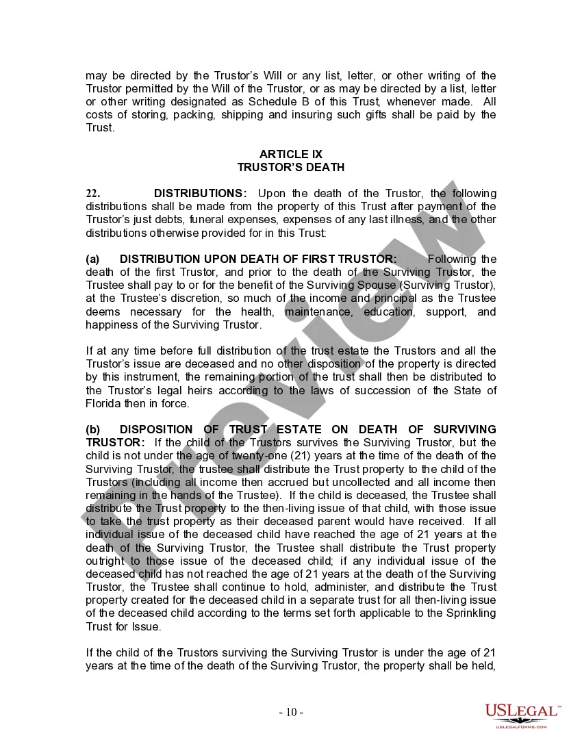 Preview Living Trust for Husband and Wife with One Child