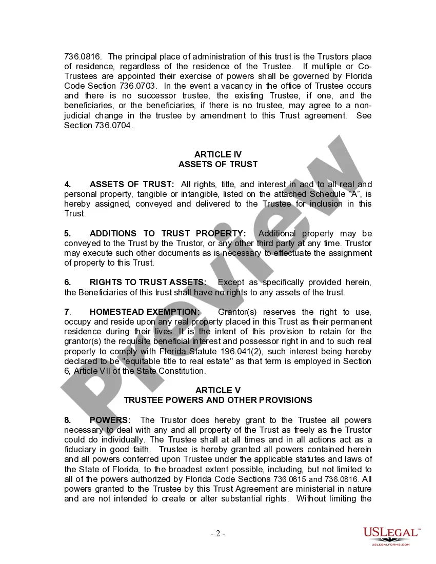 Preview Living Trust for Husband and Wife with One Child