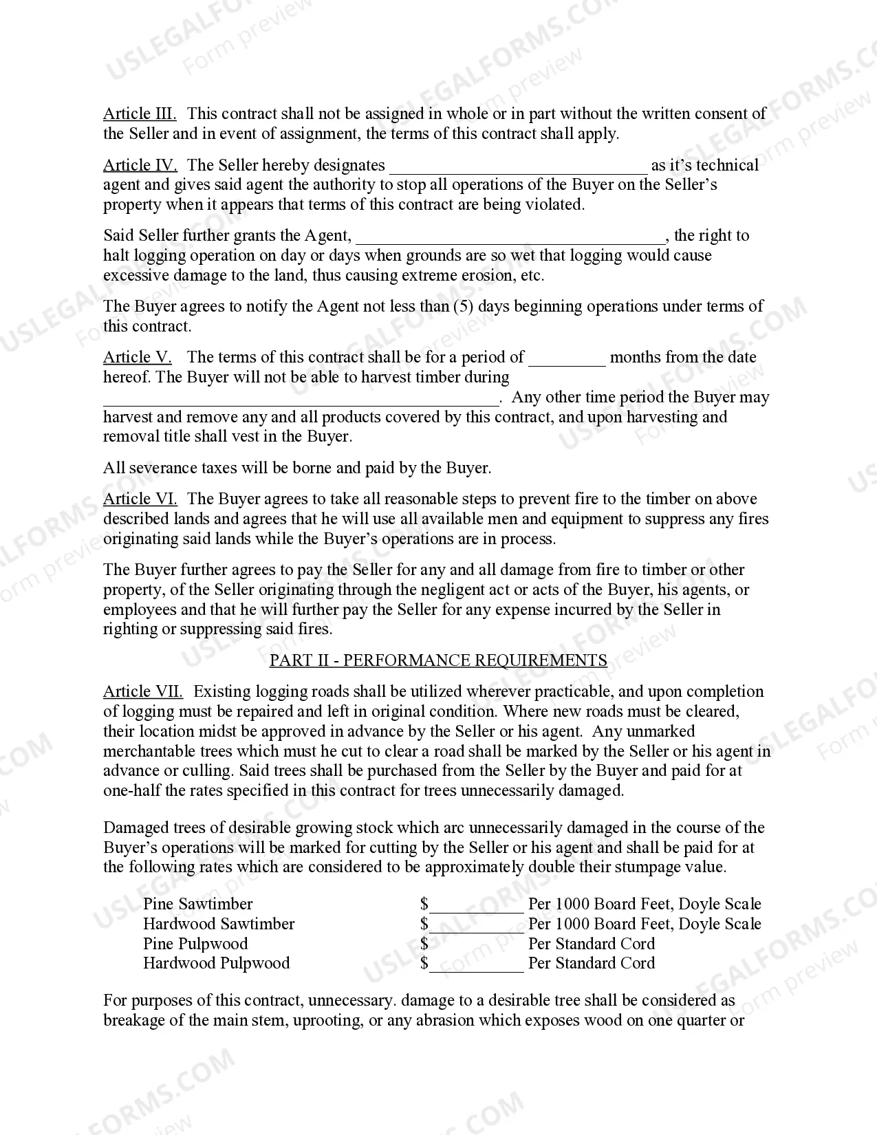 Preview Florida Forest Products Timber Sale Contract