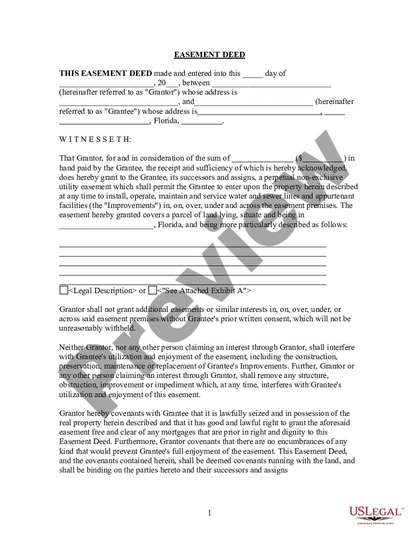 Florida power and light easement form us legal forms
