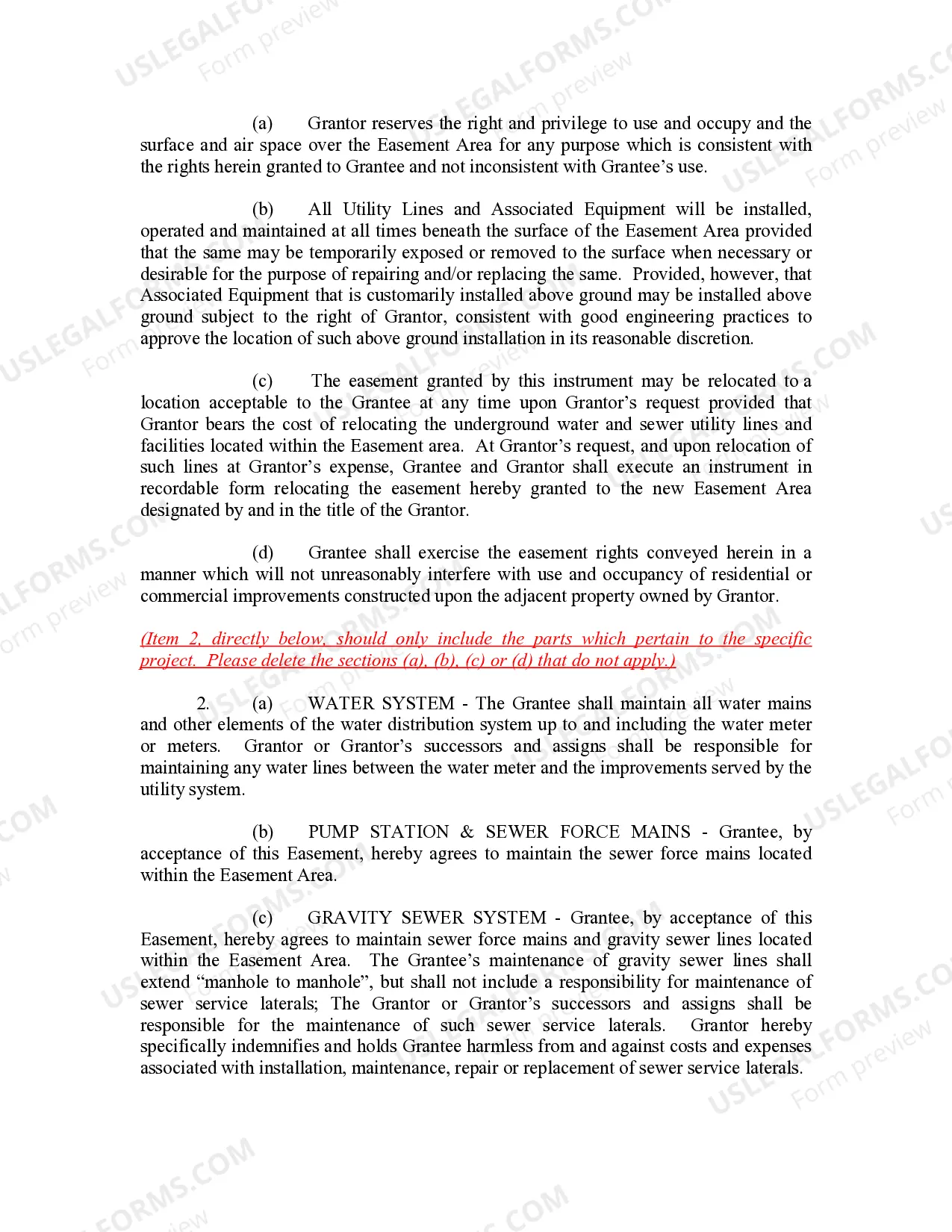 Preview Easement for Utilities