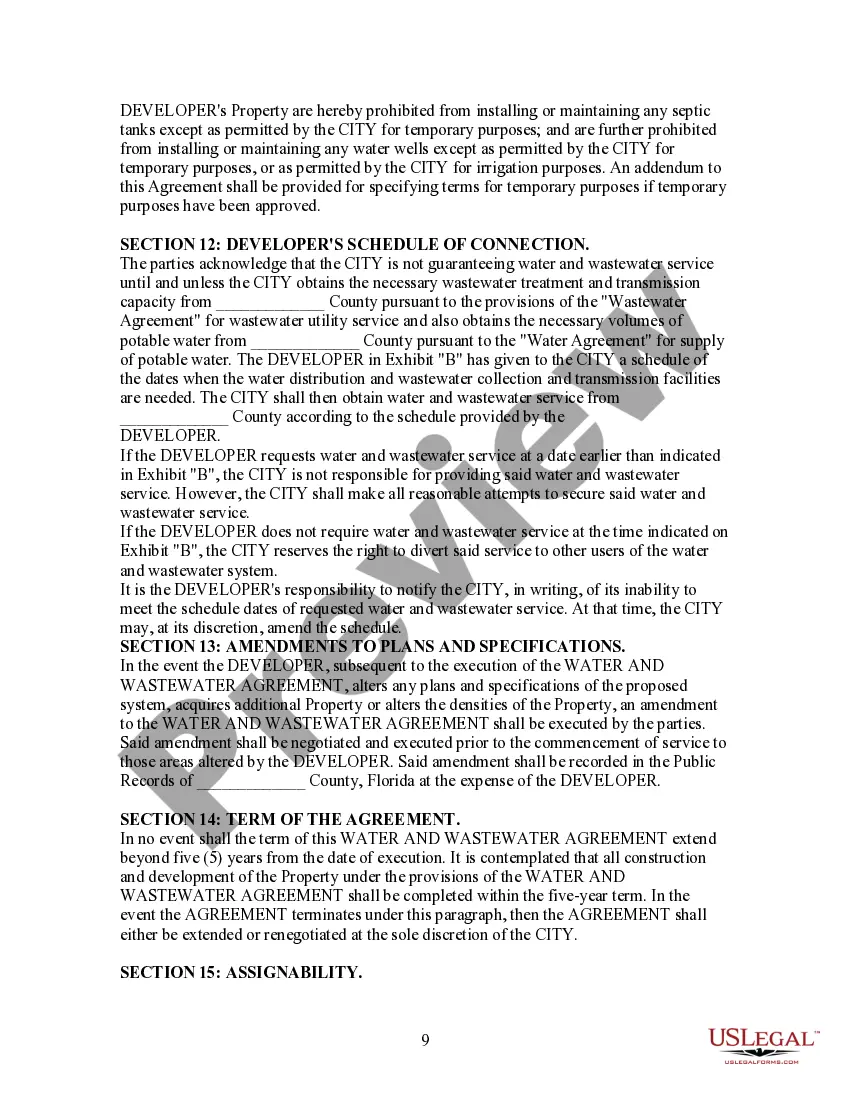 Preview Water and Wastewater Agreement