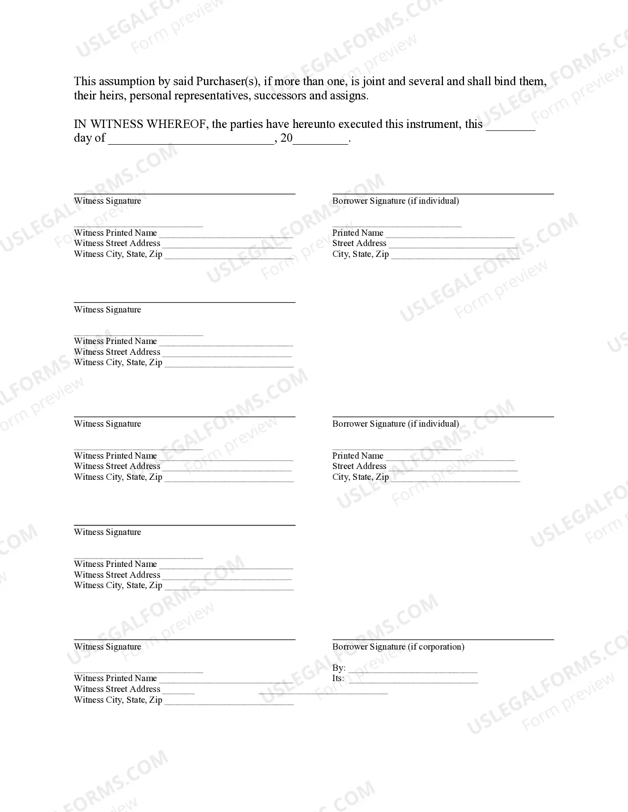 Preview Assumption Agreement of Mortgage and Release of Original Mortgagors
