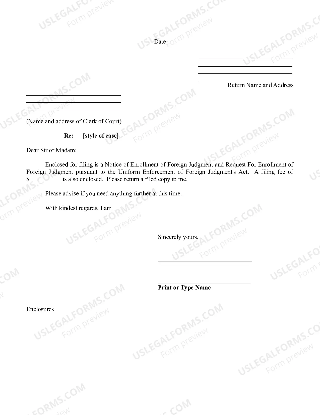 Preview Florida Foreign Judgment Enrollment