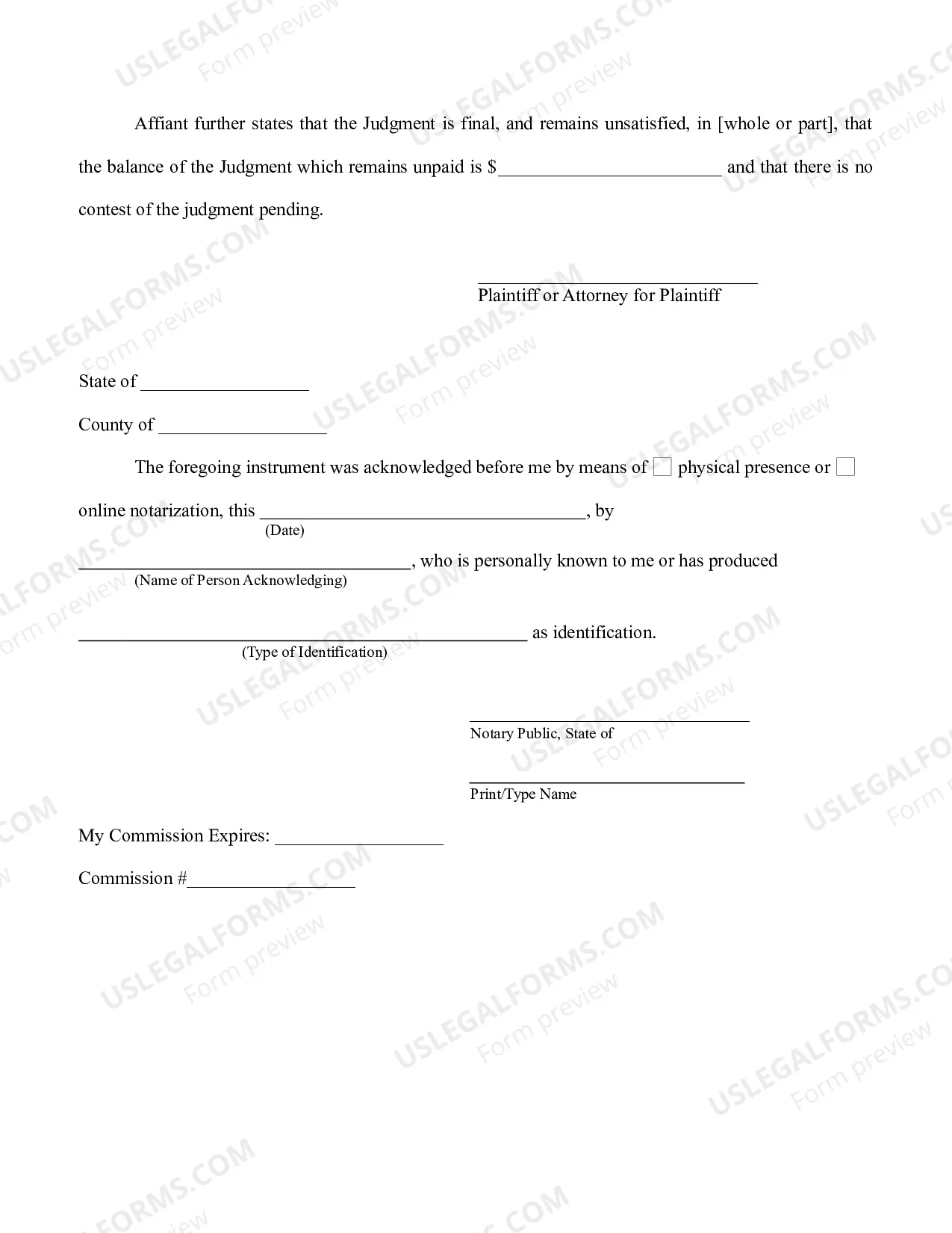 Preview Florida Foreign Judgment Enrollment