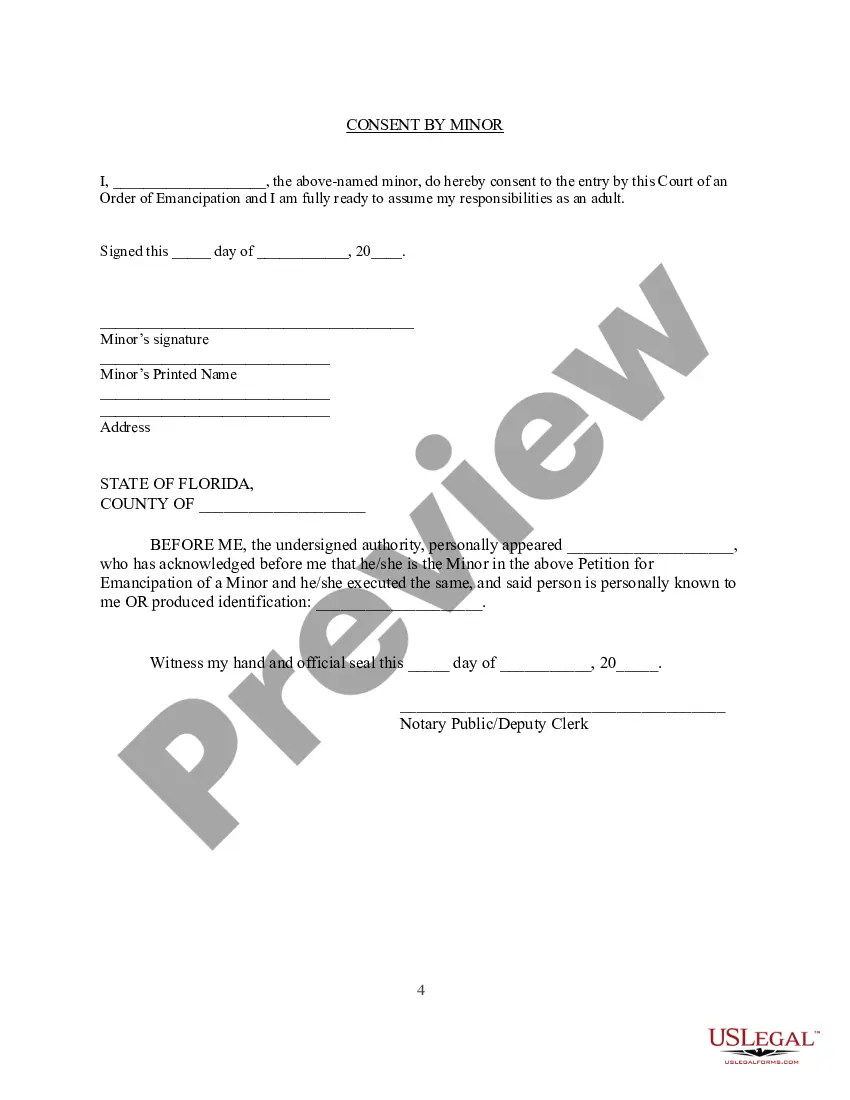 Preview Petition for Emancipation of a Minor