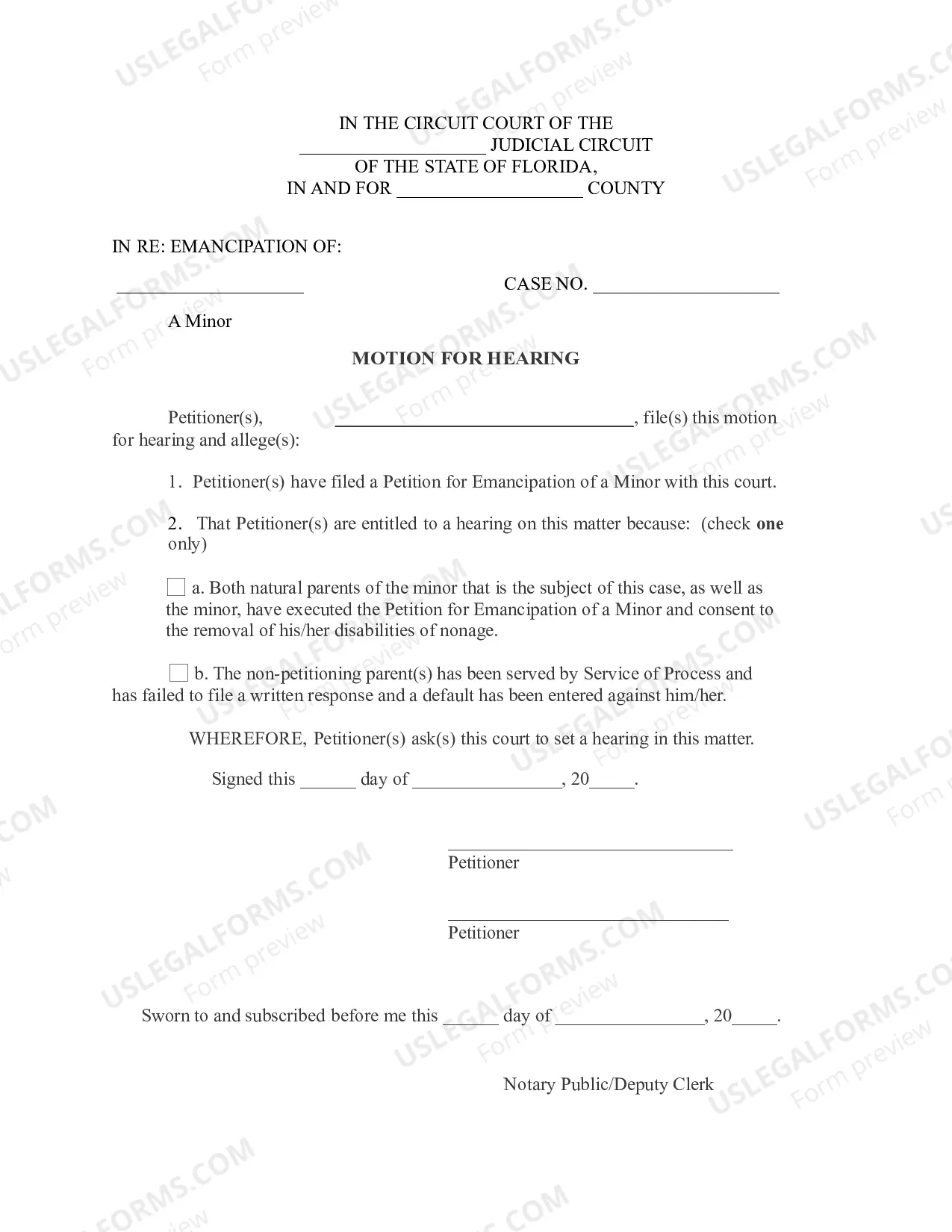 Preview Motion for Hearing