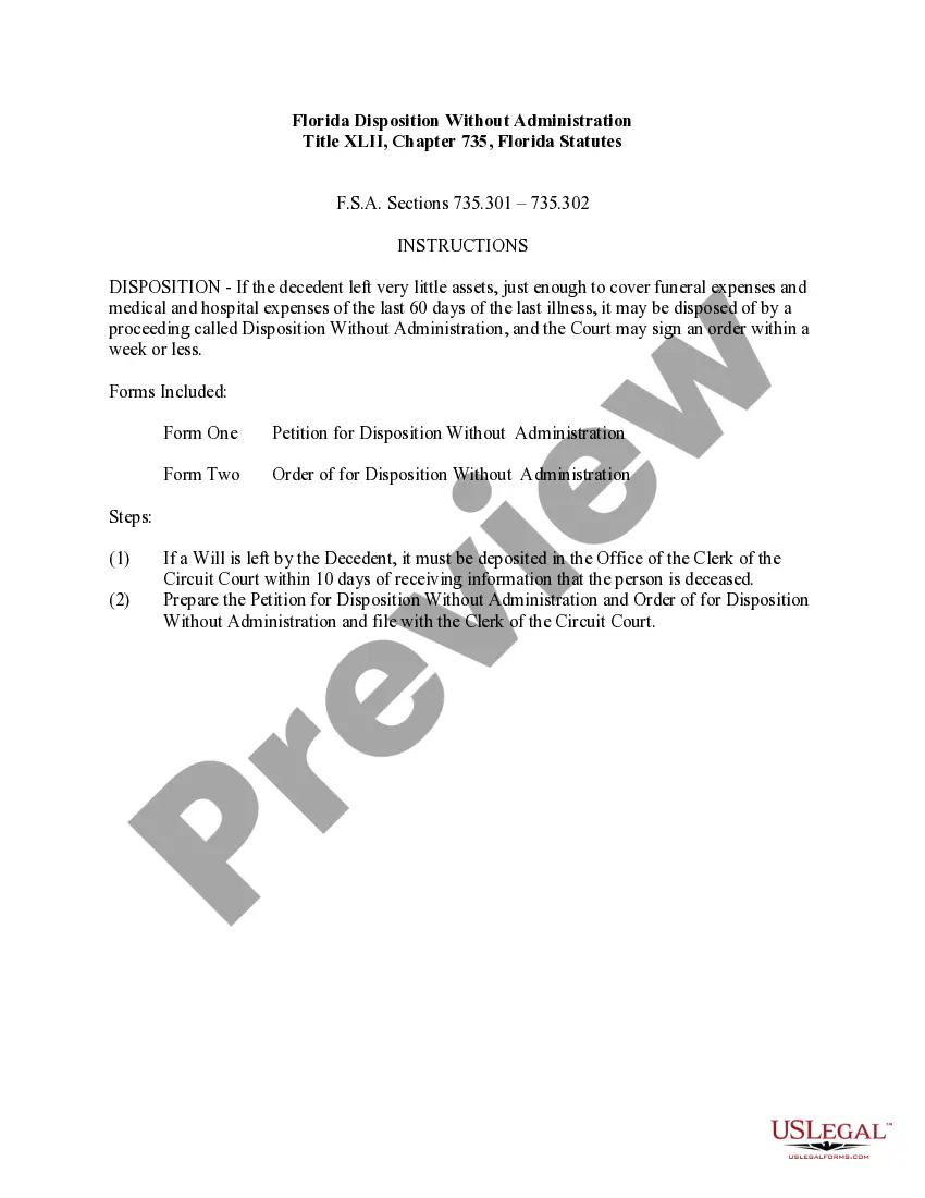 Preview Disposition Without Administration - Small Estates - Personal Only