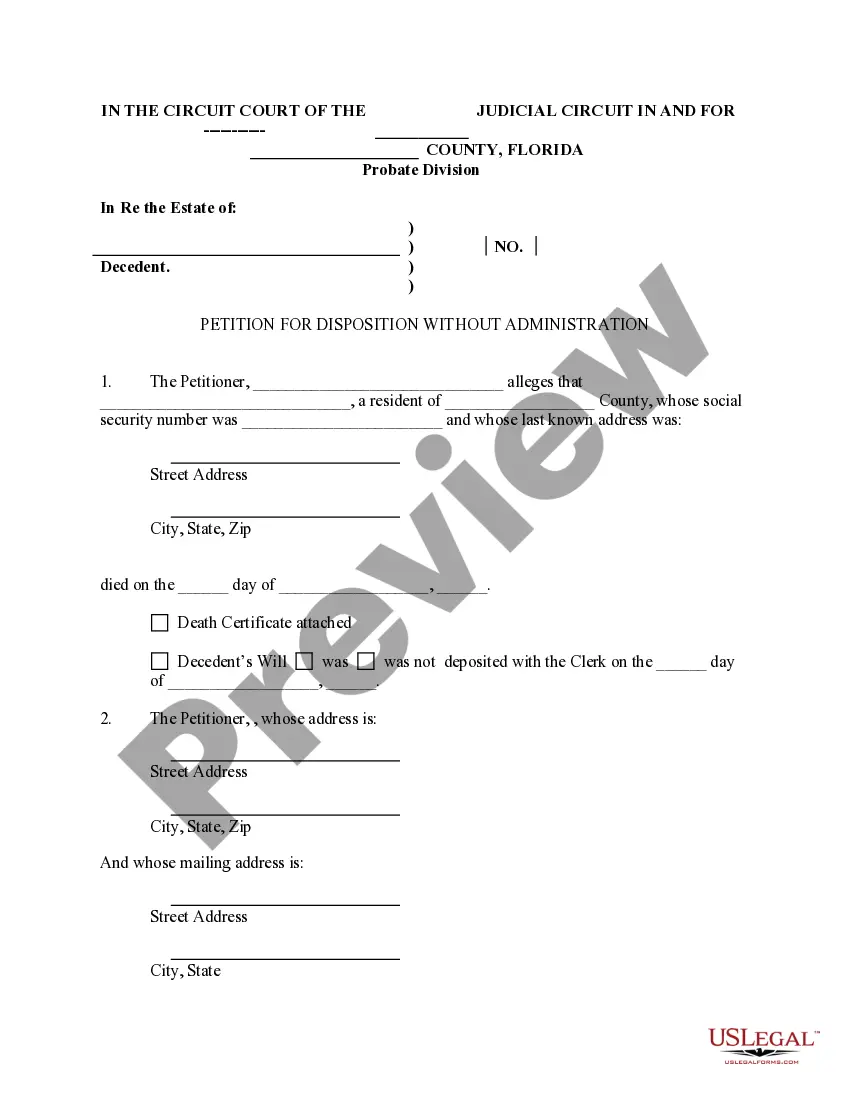 Preview Disposition Without Administration - Small Estates - Personal Only