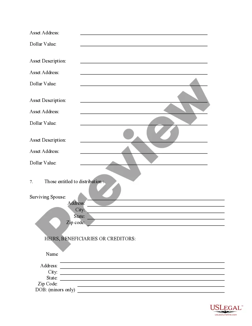 Preview Disposition Without Administration - Small Estates - Personal Only