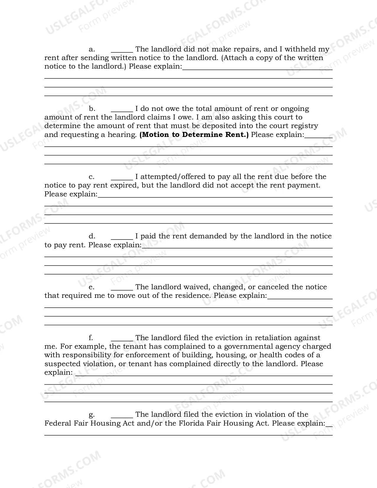 Preview Answer - Residential Eviction