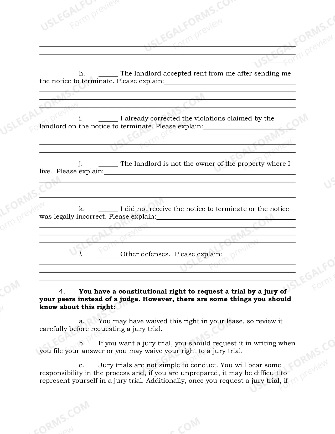 Preview Answer - Residential Eviction