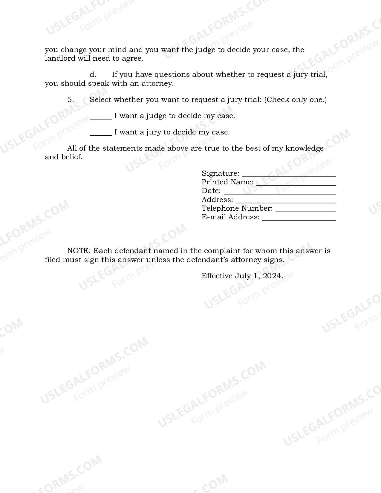 Preview Answer - Residential Eviction
