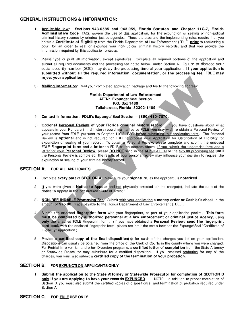 Get Florida Application for Certification for Eligibility for Expungement Preview Florida Application for Certification for Eligibility for Expungement