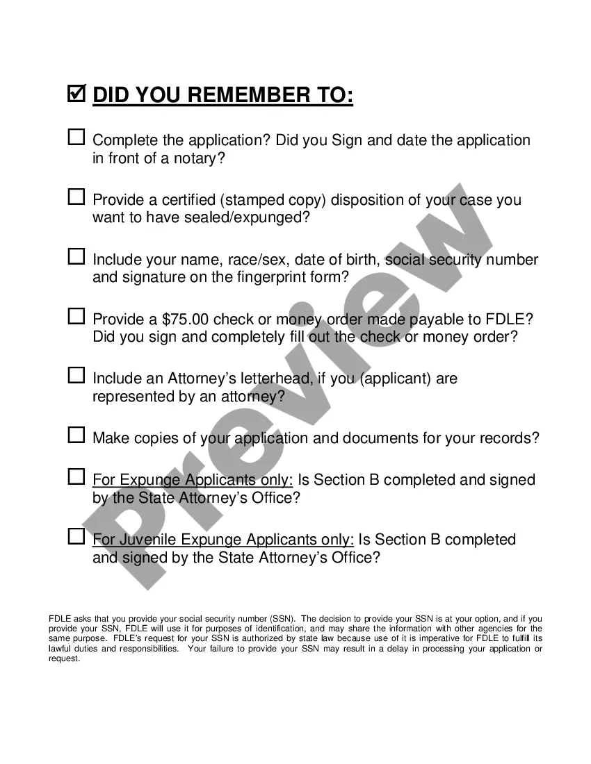 Get Florida Application for Certification for Eligibility for Expungement Preview Florida Application for Certification for Eligibility for Expungement