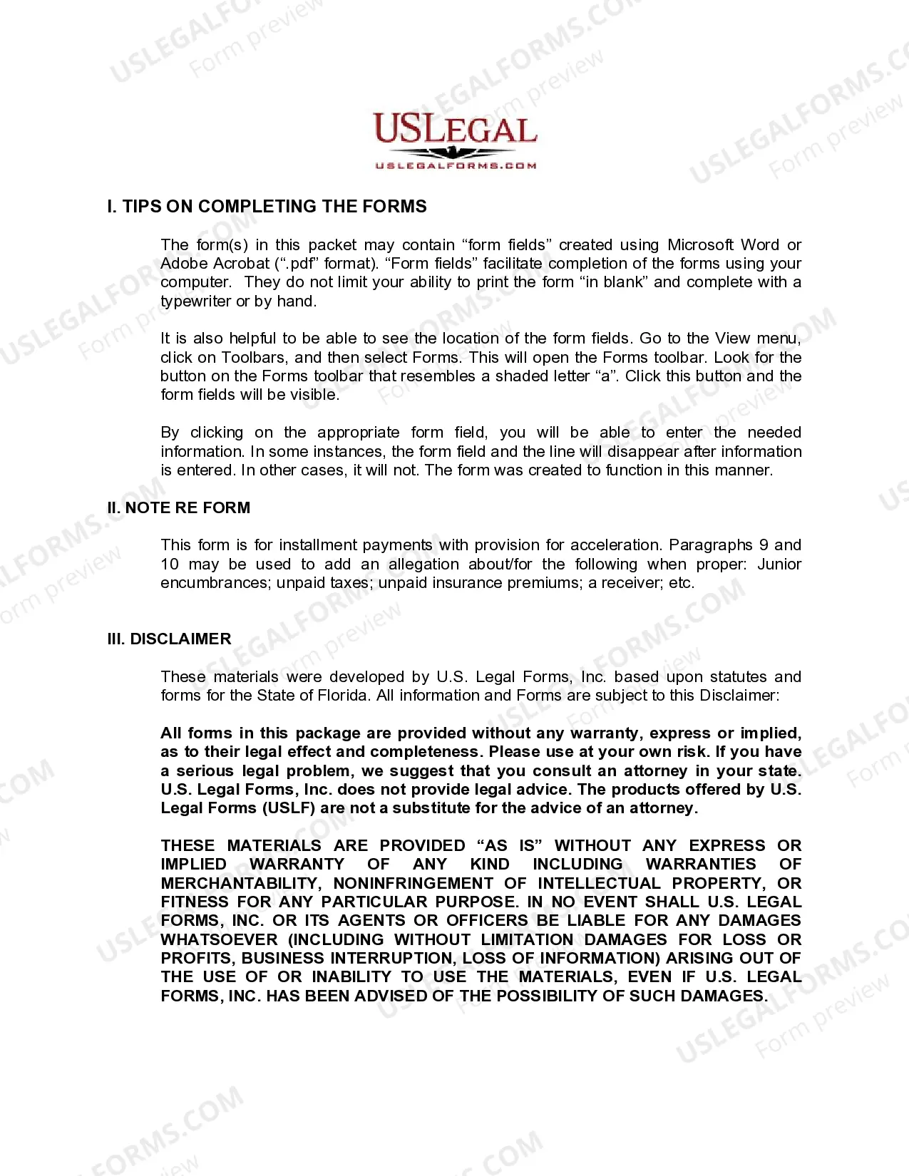 Preview Complaint for Mortgage Foreclosure
