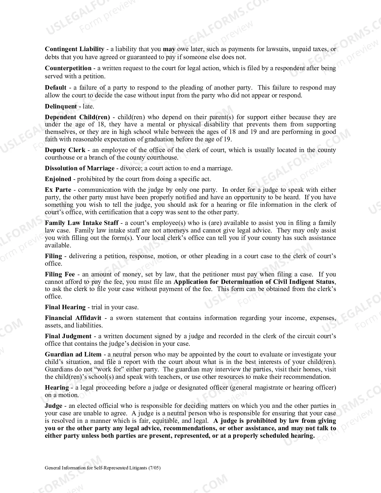 Preview General Information for Self-Represented Litigants