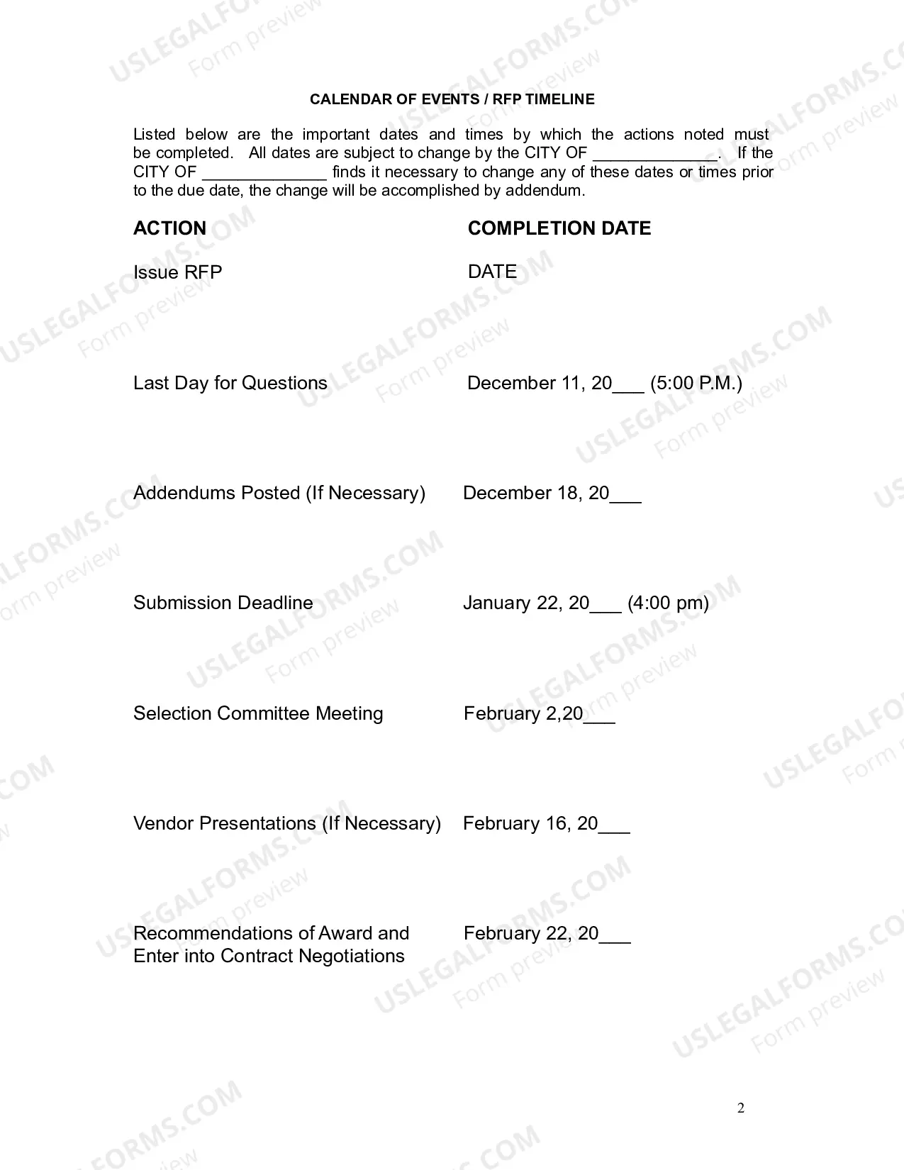 Preview Request for Proposal for Real Estate Master Plan