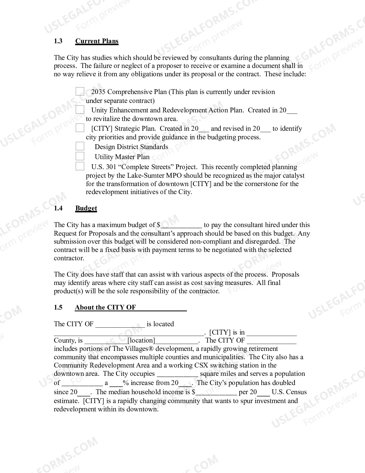Preview Request for Proposal for Real Estate Master Plan
