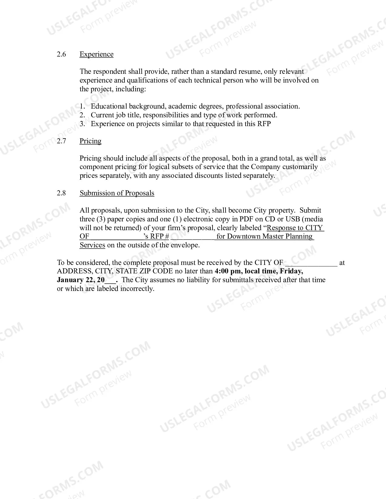 Preview Request for Proposal for Real Estate Master Plan