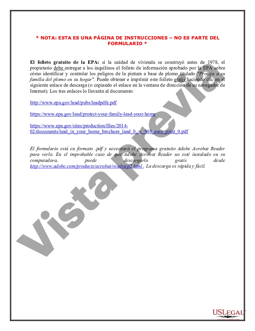 Preview Divulgación de pintura a base de plomo para transacciones de alquiler