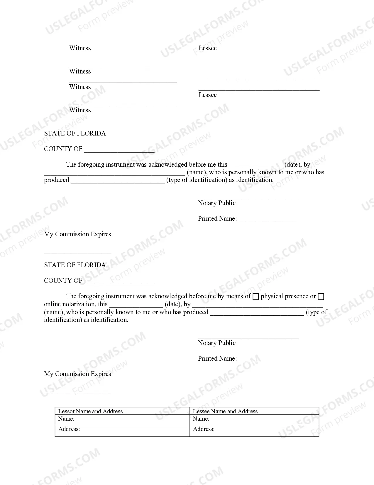 Preview Notice of Lease for Recording