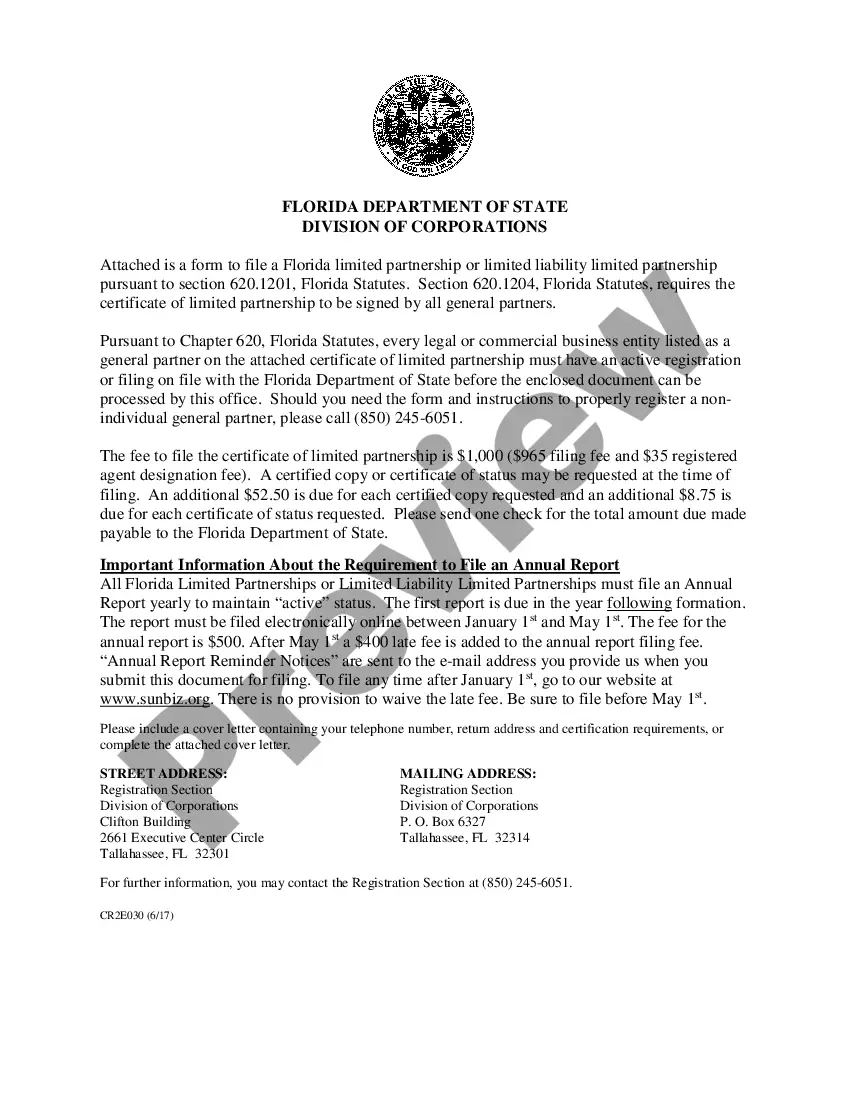 Florida Limited Partnership Agreement Form | US Legal Forms