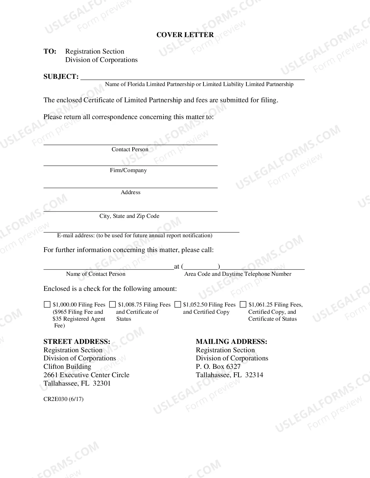 Preview Florida Certificate of Limited Partnership or Limited Liability Limited Partnership