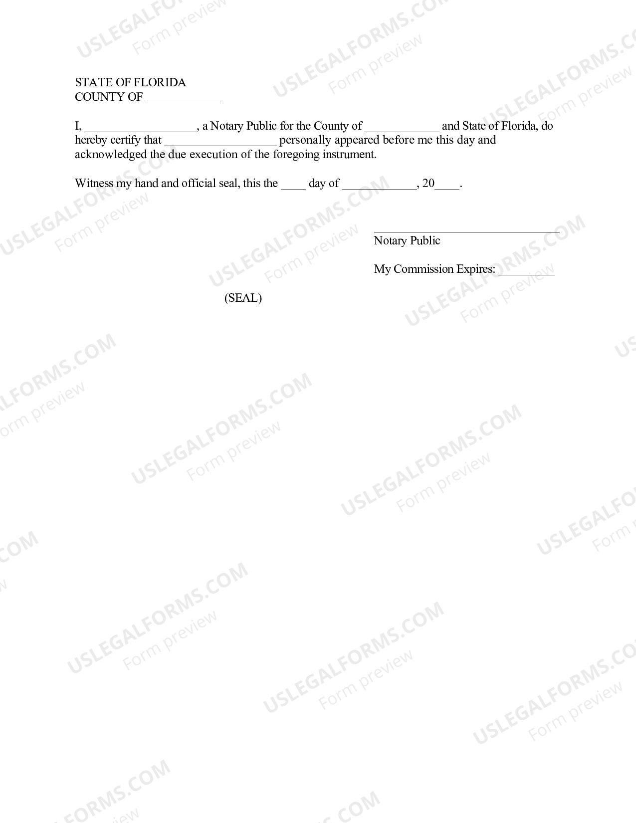 Florida Continuous Marriage Affidavit By Surviving Spouse Continuous 