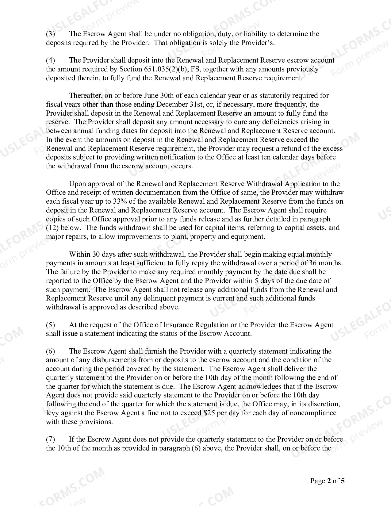 Preview Renewal and Replacement Reserve Escrow Agreement