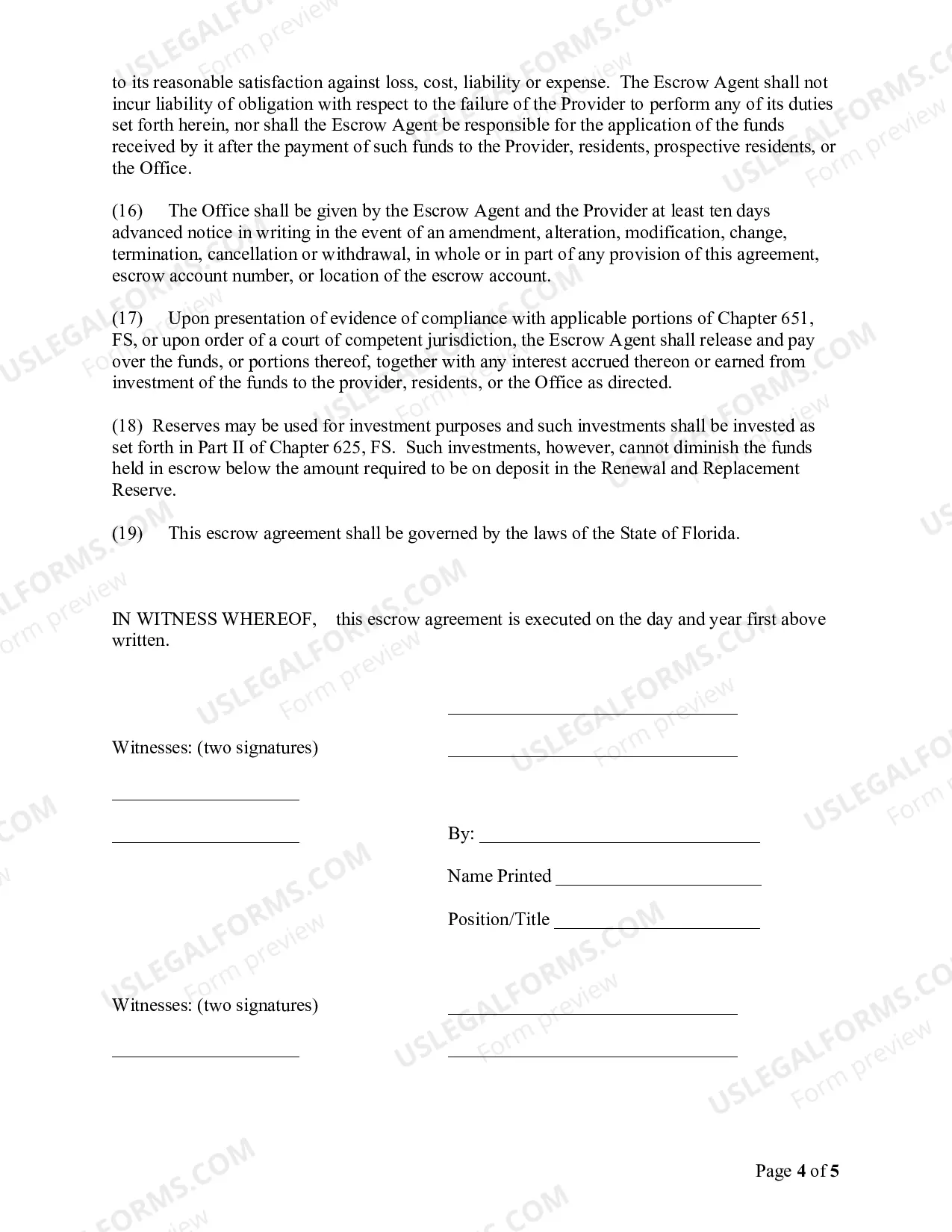 Preview Renewal and Replacement Reserve Escrow Agreement