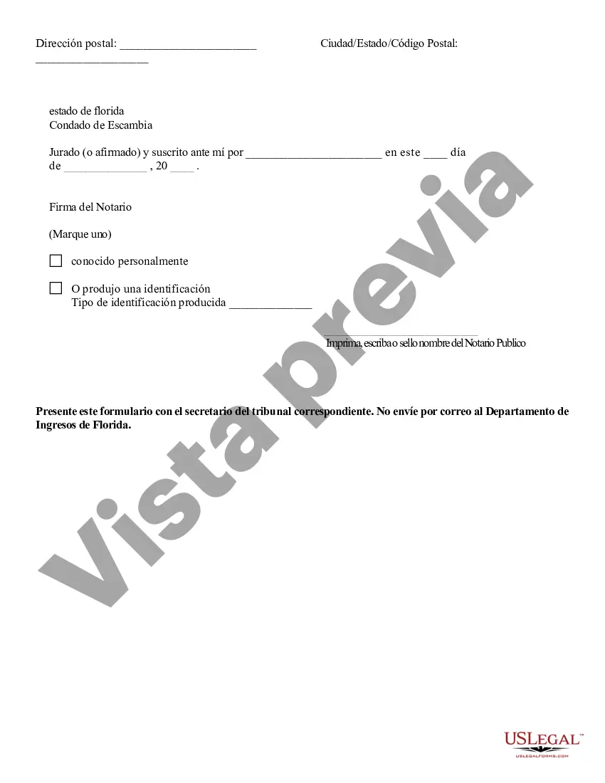 Preview Declaración jurada de no adeudar impuestos sucesorios de Florida