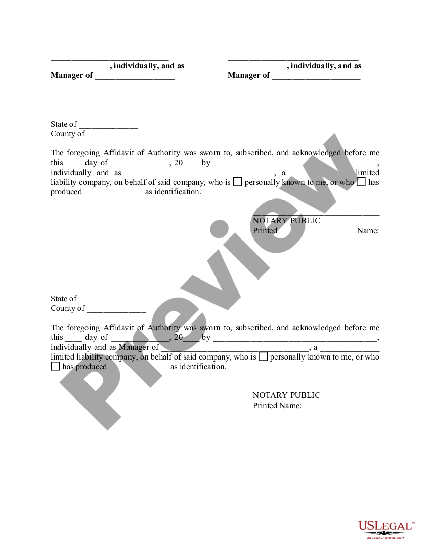 Florida Affidavit Of Authority Florida Affidavit Authority Us Legal Forms 0580